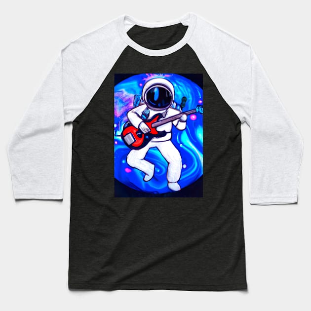 Astronaut Plays Guitar Baseball T-Shirt by maxcode